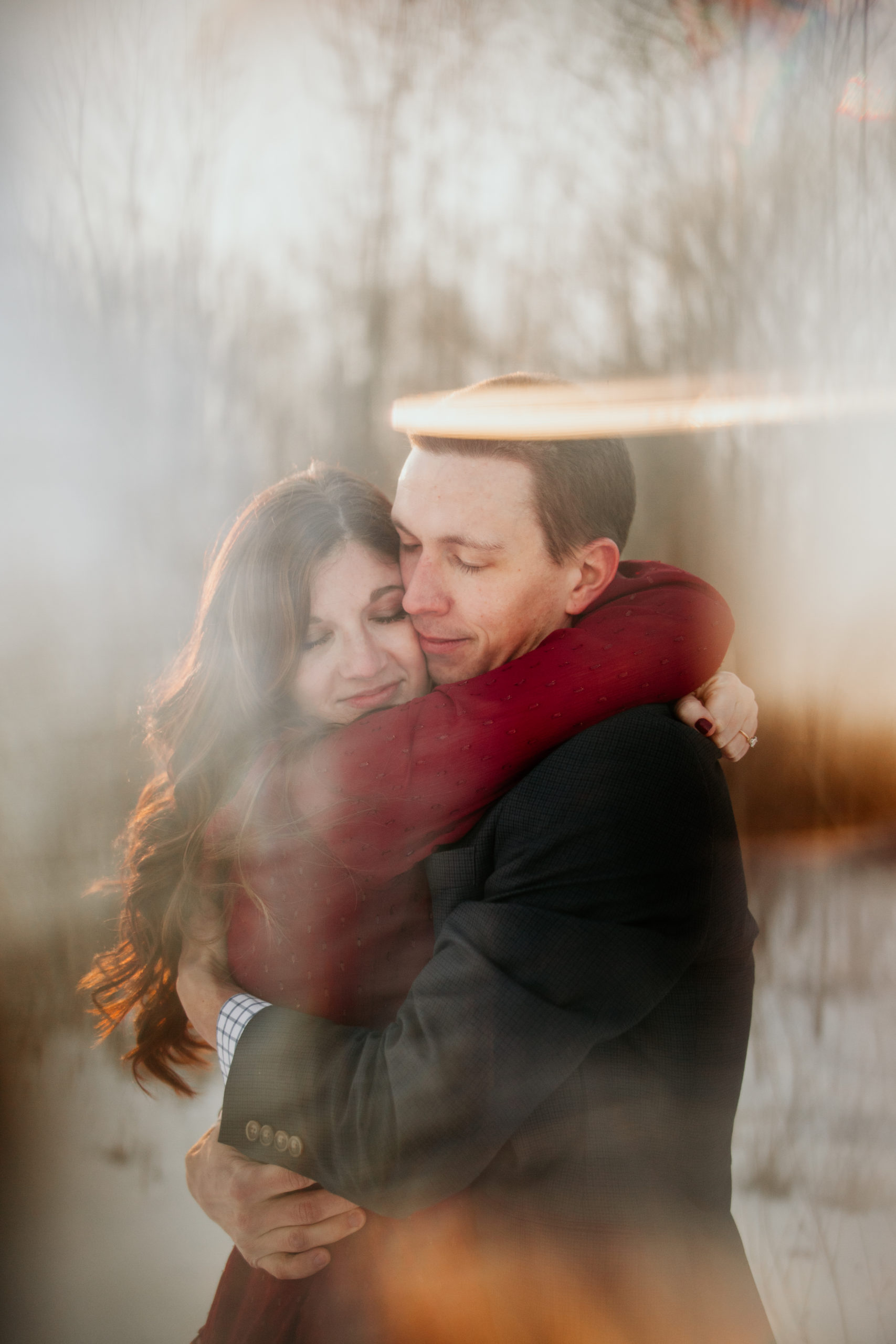 snowy indiana engagement session